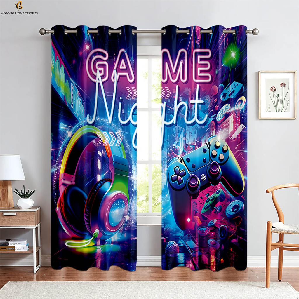 Cool Game Controller 3d Printed Curtains Suitable For Gaming Room Bedroom Study Room Decorative Curtains Home Decoration 2 PCS