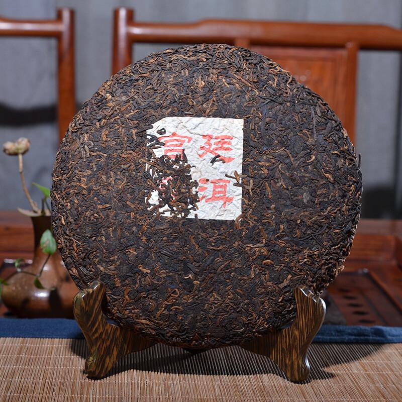 Natural 357g Menghai Ripe Pu'er Tea Cake Yunnan Health Brewing