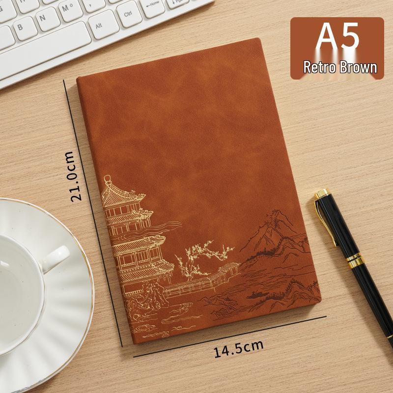 A5 Suede Leather Business Notebook, Custom Chinese-Style Diary with Logo Printing Options