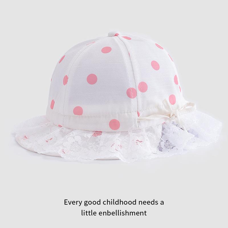 Baby Fisherman Hat Spring and Autumn Dots Fashionable Adjustable Sun Hat Lace Lace Baby Sun Protection Hat