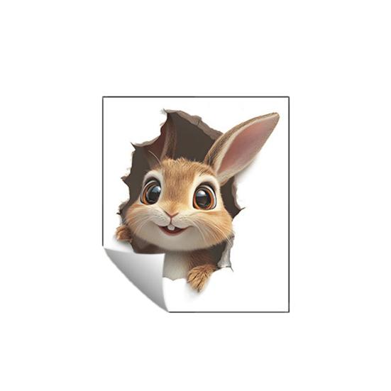 

3D Визуальные Милые Кролики Наклейки на Туалет Самоклеящиеся Мультяшные Зайчики Трескающийся Деколь на Крышку Сиденья Туалета для Ванной Комнаты Настенный Декор Автомобильного Окна B
