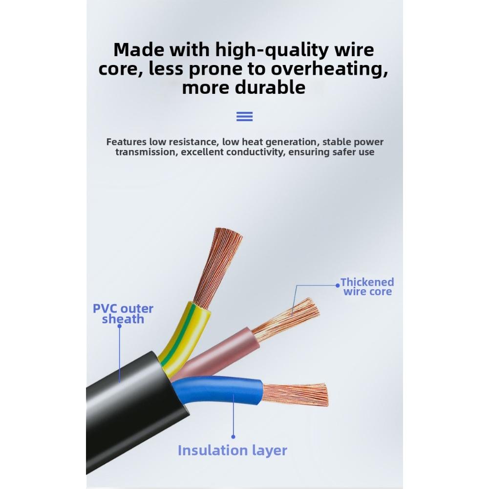 Dual Outlet Extension Cable 0.5m with Switches and IP44 Waterproof Rating Compatible with European Power Devices