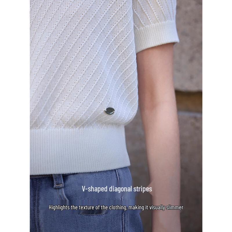 ELLE Women's Loose Knit Short Sleeve Top