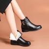 Women Winter Ankle Boots Warm Fleece Lined Anti Slip Leather Shoes for Elderly