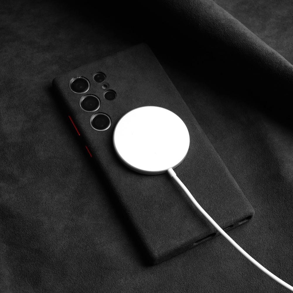 Magnetické pouzdro ALCANTARA pro Samsung Galaxy S25 S24 Ultra 5G Luxusní Business Supercar Stejné pouzdra na telefon z umělé kůže