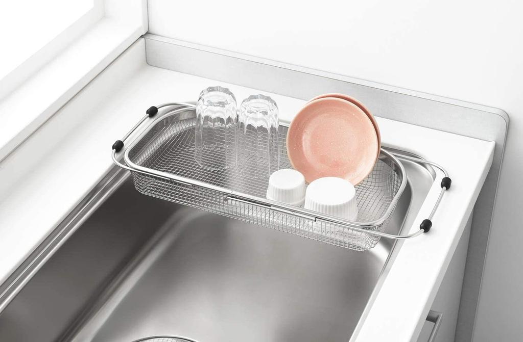 Nagao Tsubame-Sanjo Sink Dish Drainer, Extendable, 42.5-54.5cm, Shallow, 18-8 Stainless Steel, Made in Japan, SH-040