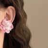 Women's Lovely Two-Tone Pink Flower Earrings [Silver Needle]