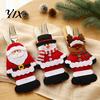 Festive Dinner Table Decorations Christmas Cutlery Holder Pockets, Santa Snowman Reindeer Tableware Bags, Pouch for Parties Bags Spoon Knife