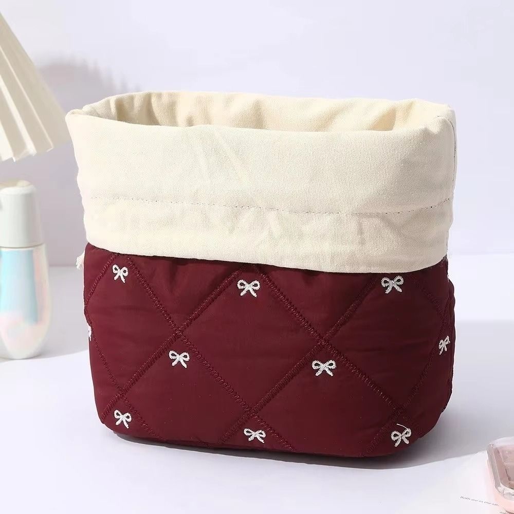 Large Capacity Cosmetic Storage Bag Bowknot Printed Sundries Organizer Home Table Organizer