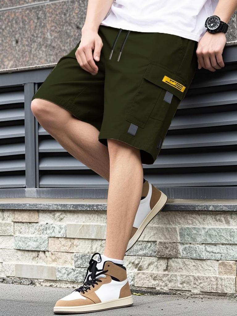 Men's Summer Drawstring Workwear Shorts - European Size, Trendy & Loose Fit, Hong Kong Style