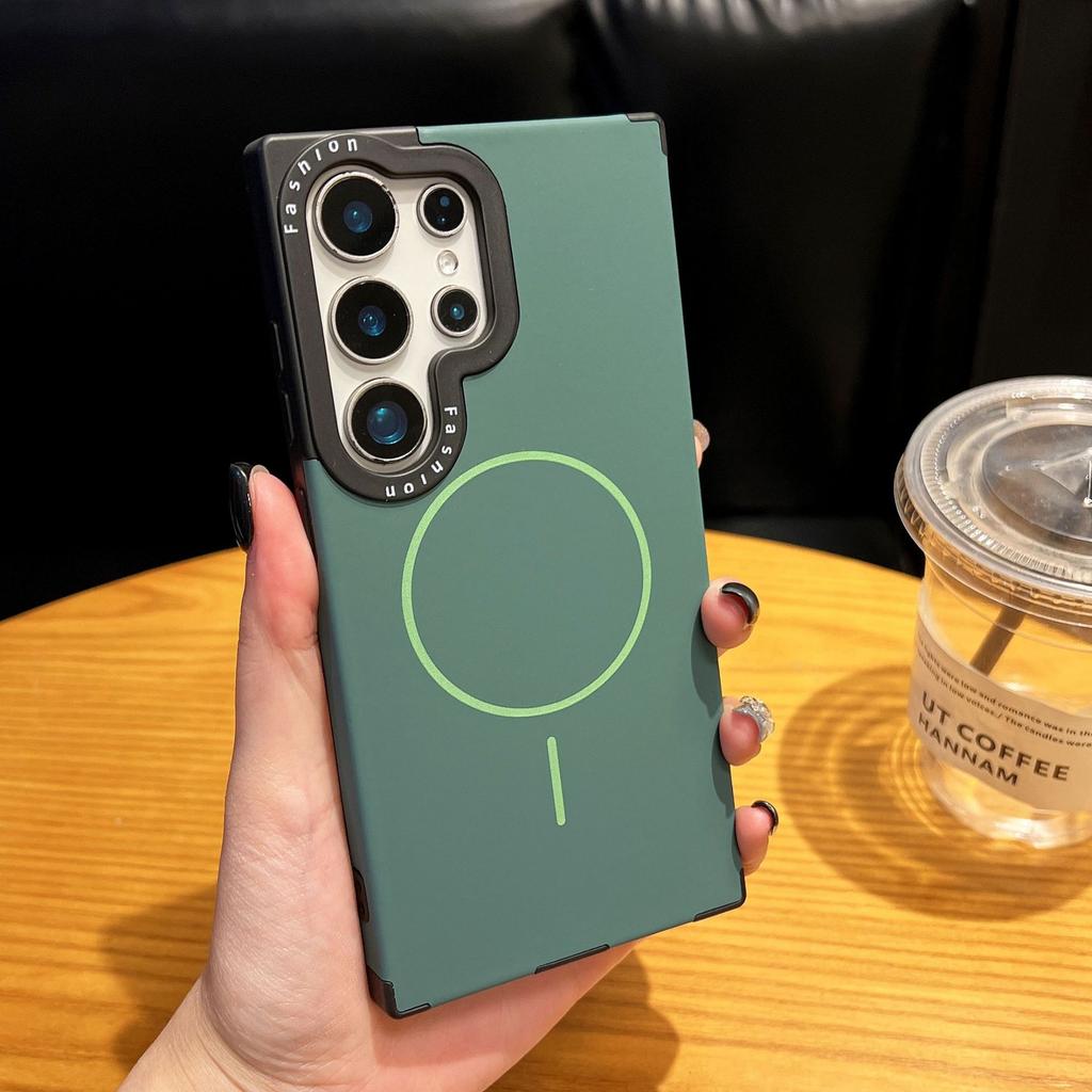 Samsung S25ultra Anti fall S24plus Liquid Silicone Mobile Phone Case S23U Thin Circle Magnetic Suction Case