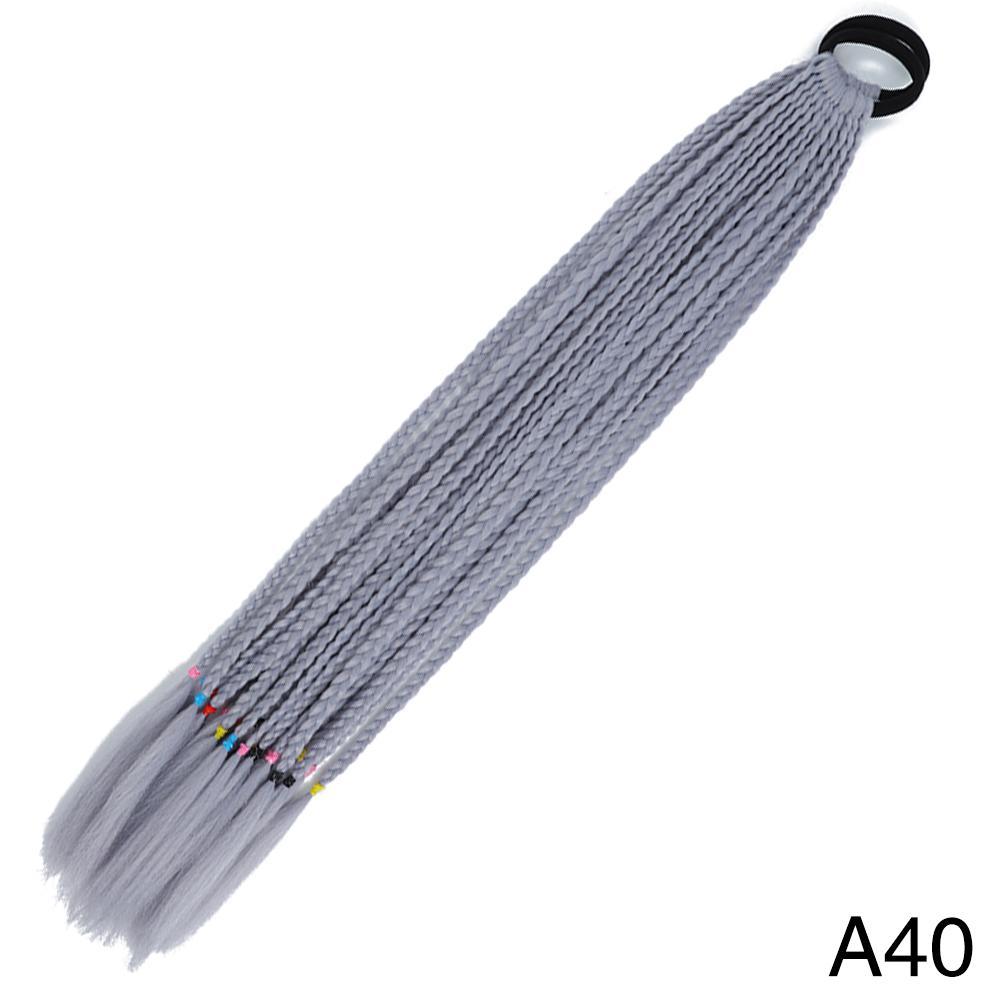 Synthetic Long Wig Colored Braided Ponytail Hair Extension Elastic Rubber Band Braiding Ponytail Hair Extensions For Girls