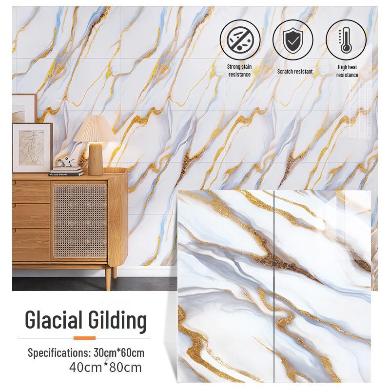 Waterproof Gold-Plated Imitation Tile Wall Sticker for Bathroom and Kitchen Renovation