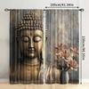 2 Pezzi Tende con Stampa Testa di Buddha Motivo Fiore di Magnolia Stile Zen Tende per Finestra in Poliestere per Decorazione Soggiorno Camera da Letto