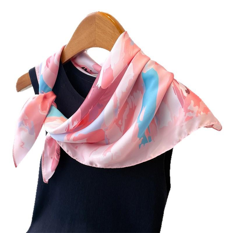 New Abstract Printing High-end Silk Scarf Simulation Silk Square Scarf Shawl Versatile Neck Small Square Scarf Headscarf Scarf Women