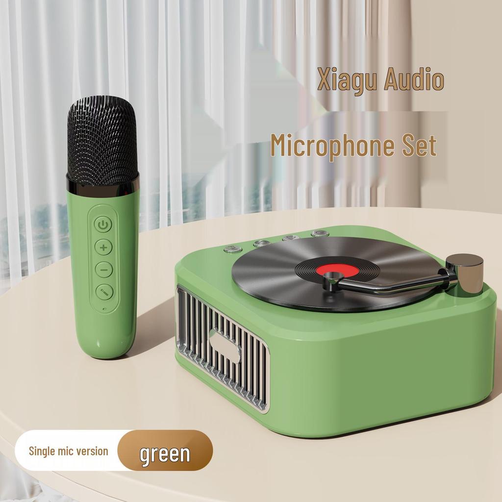 Retro Vinyl Record Player with Bluetooth Speaker & Wireless Microphone - Ultra-Small & High-Quality, Perfect Festival Gift