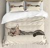 Cute Cat Duvet Cover Twin Size 3D Animal Vivid Colorful Cat Printed Comforter Cover Soft Polyester Bedding Set for Adult Teens