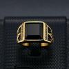 Men's Classic Retro Freemason Ring: Gold-Plated Black Agate on Titanium Steel