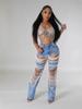 2025 Beaded Ripped Elastic Jeans for Women: Hot Girl Summer Style