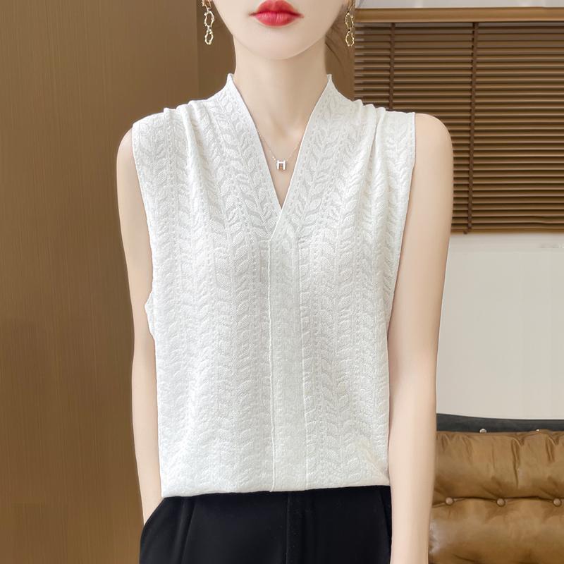 Dámská kašmírová vesta Qinghe kašmír 50% vlna 50% hedvábí Dámská podzimní a zimní kašmírová vesta měkká a hřejivá