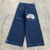 Mens Y2K Hip Hop Wide Leg Straight Fit Denim Jeans - Washed Cotton Loose Streetwear Style