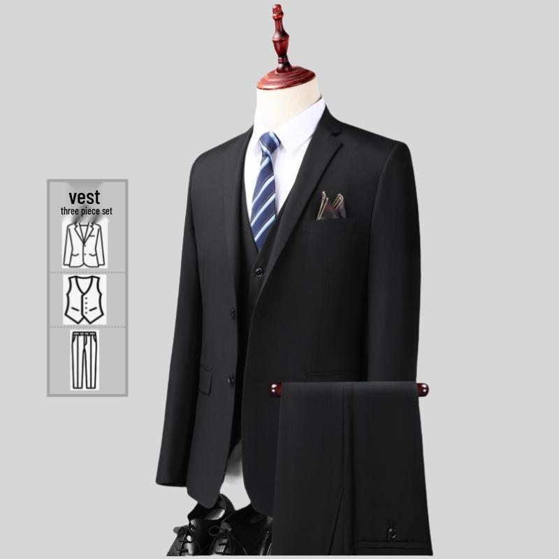 Dreiteiliger Anzug im koreanischen Stil für Herren, Slim Fit - Business-, Freizeit-, Hochzeits- oder Arbeitskleidung für Trauzeugen.