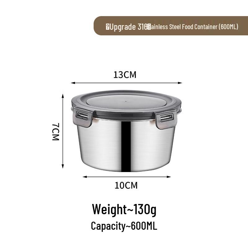 ME316 316 Stainless Steel Round Food Storage Container 600ml
