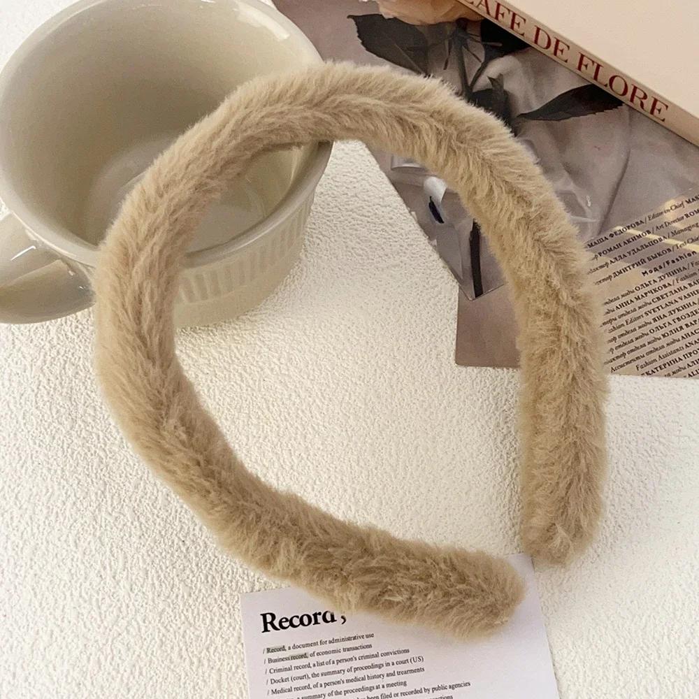 Korean Soft Fluffy Furry Headband Thick Plush Hair Hoop Women Warm Faux Fur Bezel Wide Head Hoop Hairbands DIY Hair Accessories