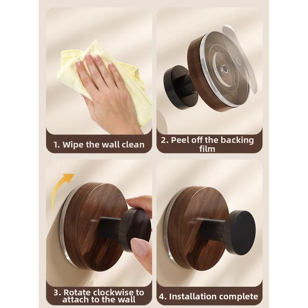 12pcs No-Drill Design Imitation Wood Door Hook Self-adhesive Key Holder Coat Hanger Hanging Keys