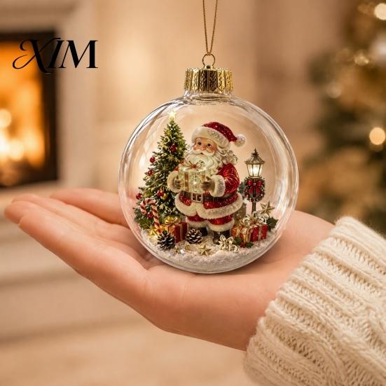 Christmas Gifts for Family Story Ornament, Acrylic Hanging Angel Santa Claus Holiday Home Decorations Candy House Designs, Ball Shape Festive