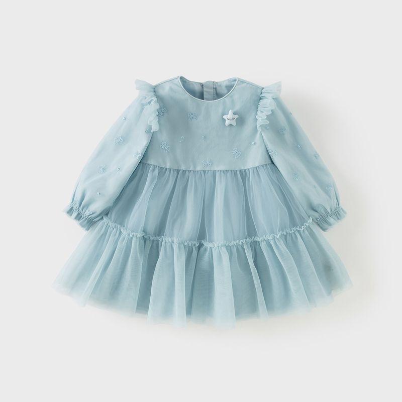 David Bella Children s Mesh Dress 2026 New Girls  Princess Dress Spring Fashion Dress for Girls Class a Blue [Ready Stock] 130