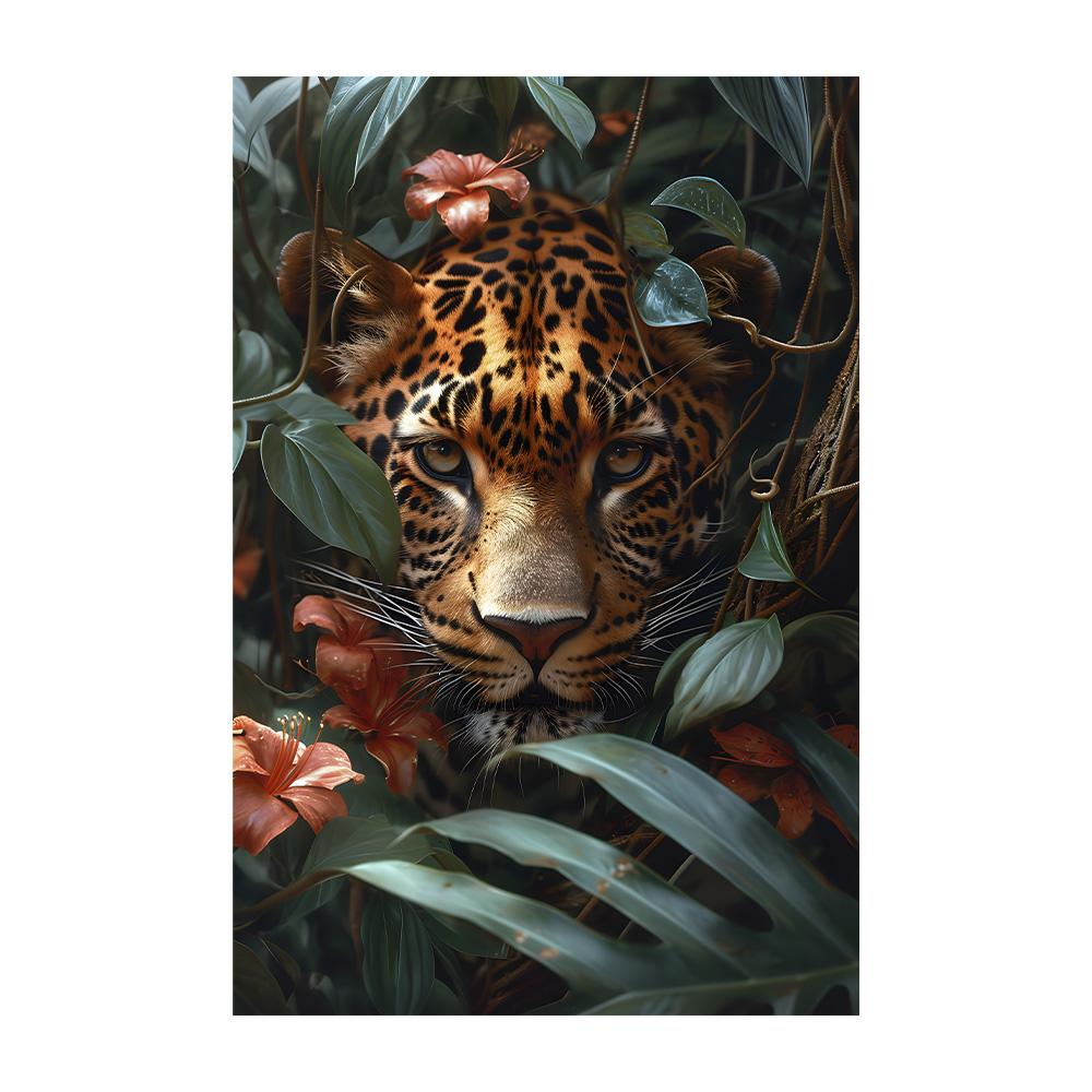 Tropical Animals Fantasy Poster Leopard In Jungle Canvas Painting Wall Prints Picture for Living Room Home Decor