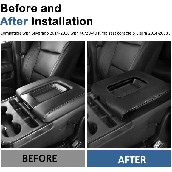 DEYTOP Center Console Cover for Chevy Silverado 2014-2018 Accessories Console Armrest Cover for GMC Sierra 2014-2018 Car Cushion Protector Pad (Black