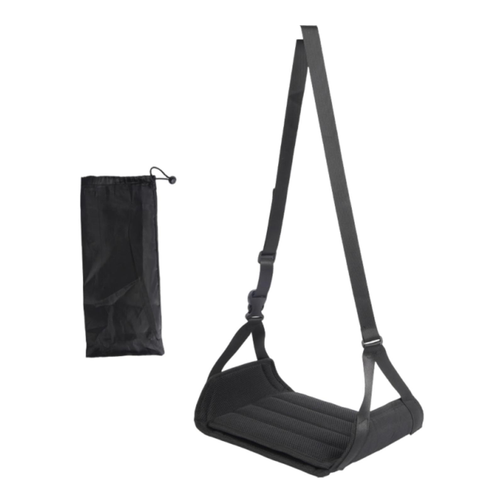 Comfortable Airplane Foot Hammock Oxford Cloth Hanging Footrest Adjustable Length for Long Trip Office Car чёрный