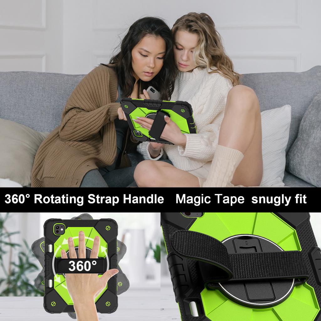 For iPad Pro 11 (2025)/11 (2024) Case Kickstand Silicone+PC Tablet Cover with Shoulder Strap