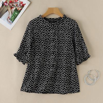 Women 3/4 Sleeved Casual Loose Printed Blouse