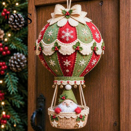 Weiche Stoff Bastelbedarf Weihnachten Heißluftballon DIY-Set, 3D Filz Hängende Dekoration Nähen Nikolaus Projekte für Erwachsene Schneemann Rentier