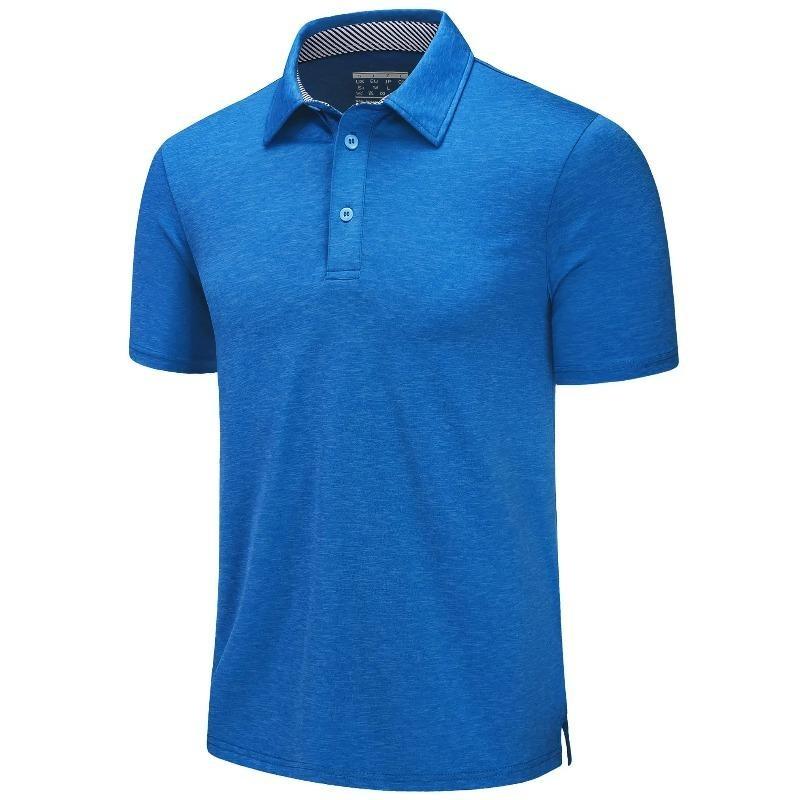 Summer Polo T-shirts Mens Casual Short Sleeve Shirts 3 Buttons Down Quick Dry Breathable Golf Fishing Pullover Workwear