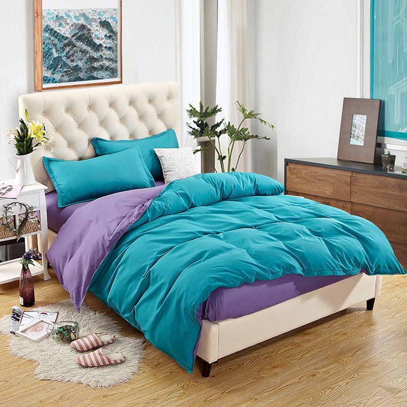 Luxuriöse einfarbige Bettdeckenbezug Steppdecke Twin Queen King Size Uni Bettwäsche-Set