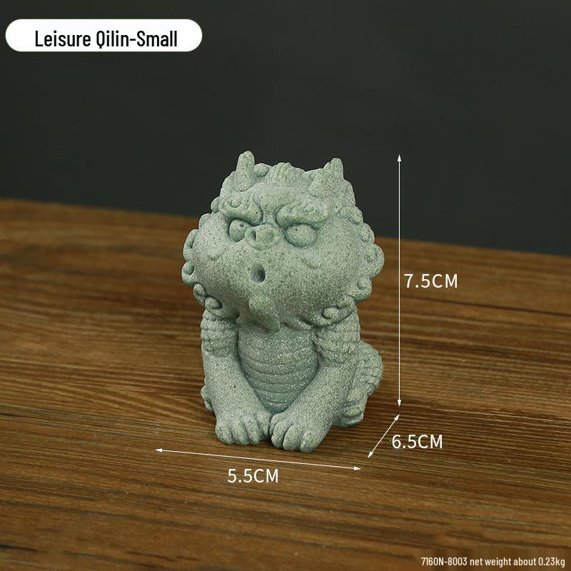 Porcelain Green Sandstone Buddha Ornament for Zen Fish Tank or Bonsai Display