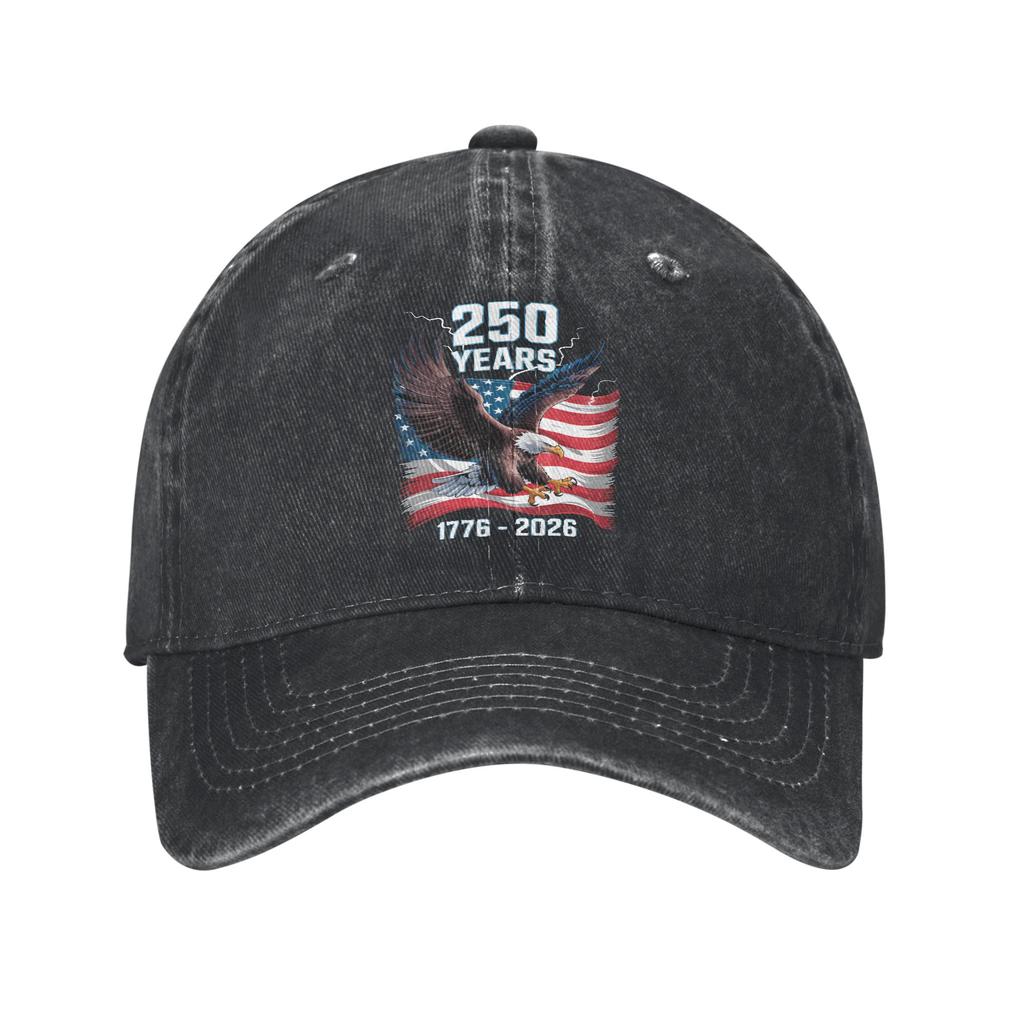 USA Th Anniversary American Baseball Caps Casual Distressed Denim Washed Sun Cap for Unisex Women Outdoor Adjustable Fit Cap