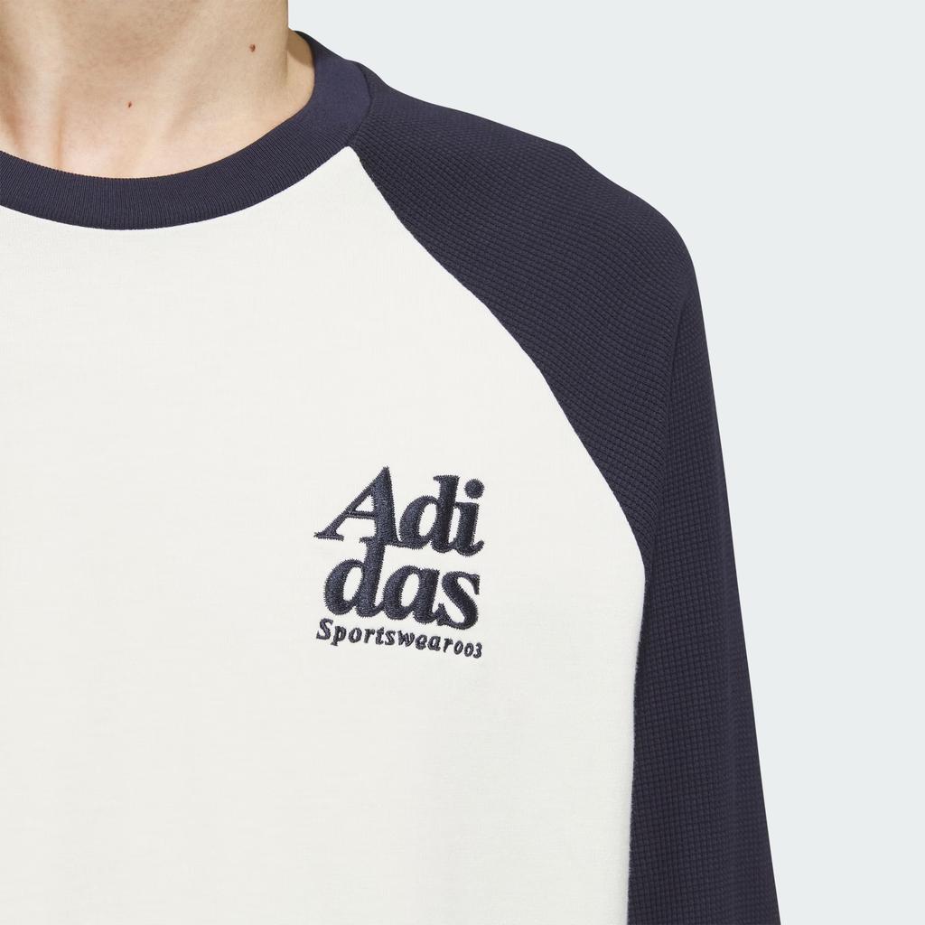 Adidas Small Logo Embroidered Patchwork Casual Long Sleeve T-Shirt Men Tops Legend-Ink-Blue JI6851