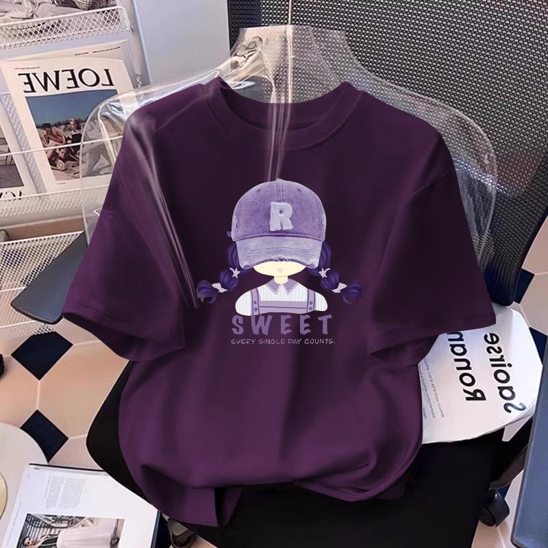 

Sweet Women s Crew Neck Printed T-shirt, Loose Fit Cartoon Short Sleeve Top, Versatile Casual T-shirt for Summer Outfits & Daily Use xxxl [recommended 87.5-100kg ]