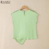 ZANZEA Women Casual Round Neck Summer Irregular Hem Short Sleeve Blouse