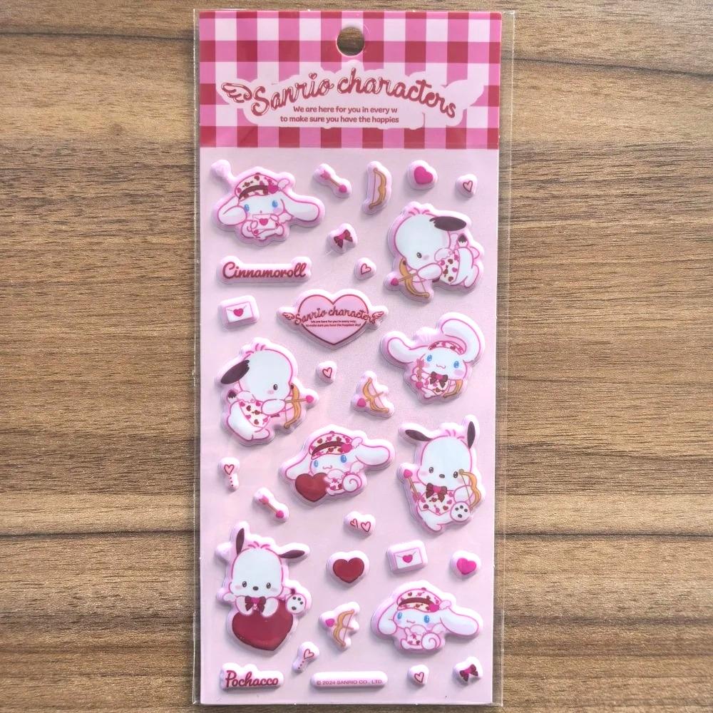 Genuine Sanrio 3D Bubble Pvc Journal Stickers Cinnamoroll My Melody Kuromi Cute Stickers For Girls Women Scrapbooking Gifts