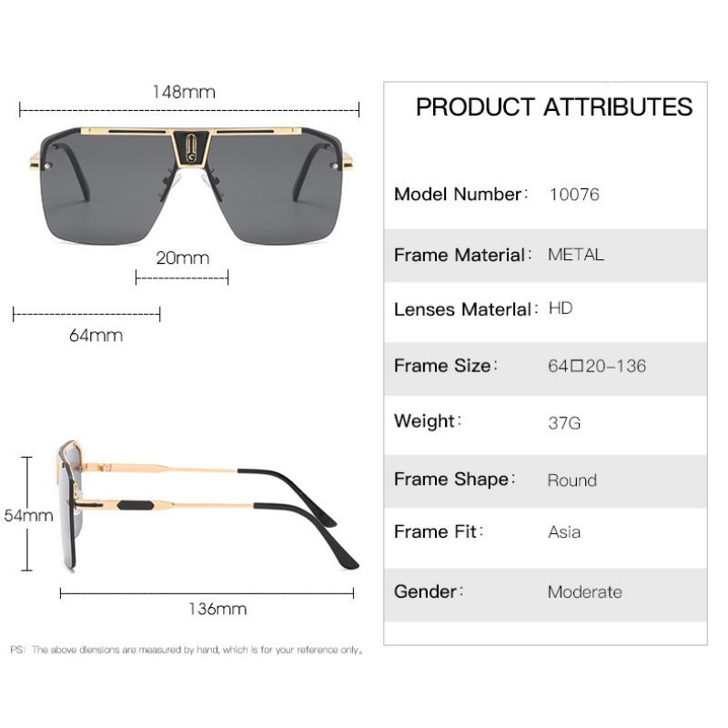 Vintage Brand Design Oversized Rimless SunUV Protection Glasses Men and Women Classic Style Gradient Square Sun UV Protection Glasses Trendy for Fe