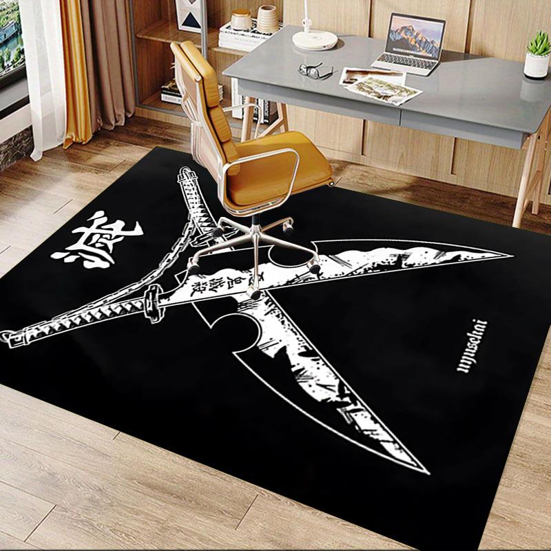 1pc Swords Chain Home Office, Durable Polyester Floor Mat with Easy, Office Decor, Urban Style, Nonslip Backing, Highquality Fabric