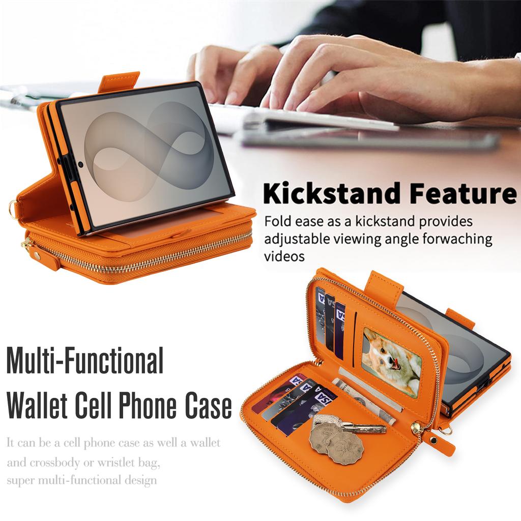 Crossbody Multi Cards Solt Zipper Flip Leather Phone Case for For Samsung Galaxy Z Fold8 Fold 8 Wide Shockproof Book Stand Cover