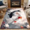 Multiple sizes Black and white koi spinning Carpet for Living Room Bedroom Sofa Home Decor Rus Non-slip Floor Mat Luxury Gift