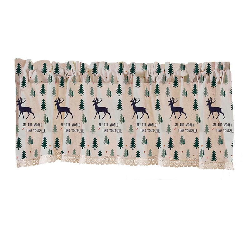 Linen Cotton Printing Dormitory Short Curtain Korean Style Finished Fabric Curtain Kitchen Curtain Light Bay Window